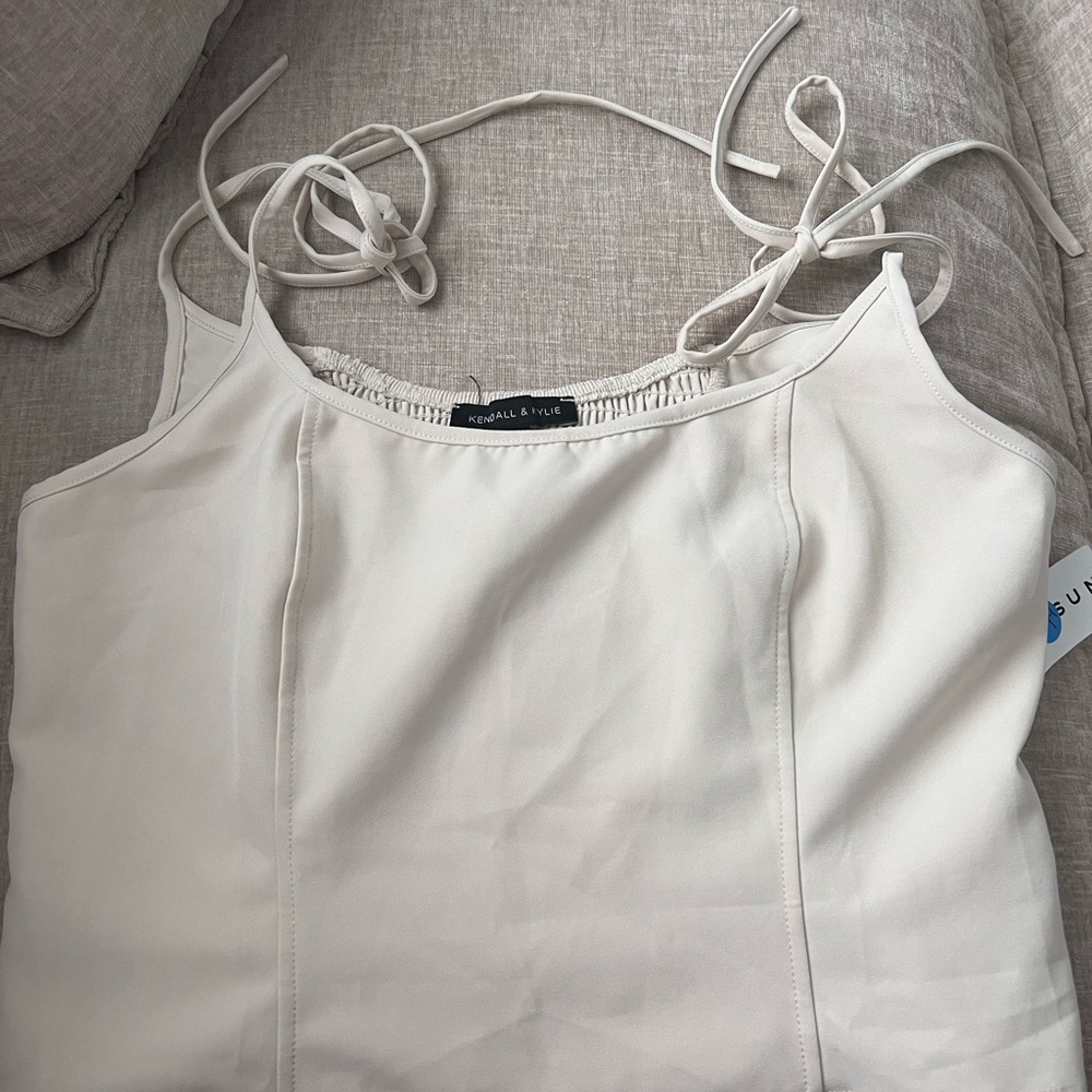 Kendall & Kylie Cream Tie-Strap Blouse